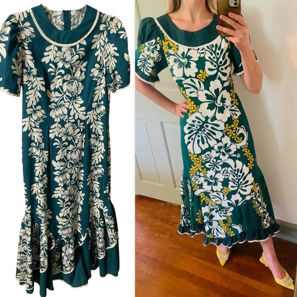 Vintage Hawaiian Carol Bennett Sz Small Puff sleeves and Ruffles‎  Dress - Picture 3 of 15